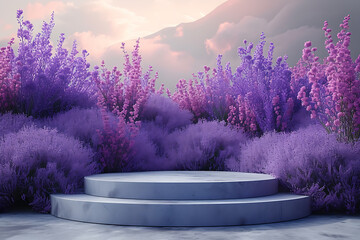 Background lavender podium, 3d product render stand. podium stage minimal abstract background beauty dreamy space studio pedestal