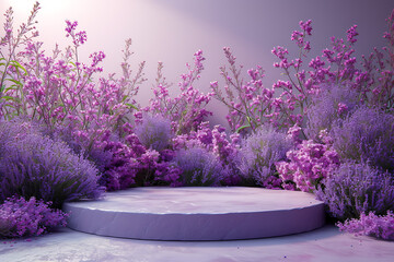 Background lavender podium, 3d product render stand. podium stage minimal abstract background beauty dreamy space studio pedestal - obrazy, fototapety, plakaty