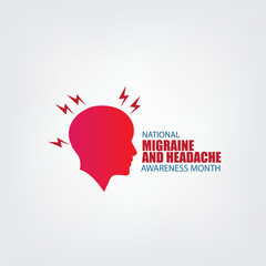 Design Vector National Migraine and Headache Awareness Month. Design Simple and Elegant