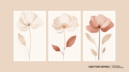 Set of botanical wall art vector design, botanical card, poster, banner, cove
