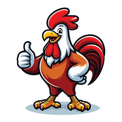 Chicken rooster Logo Cartoon Character, Vector illustration template isolated on white background