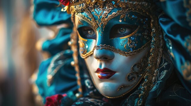Close-Up of Person Wearing Mask, Protection Against Airborne Contaminants, Carnival