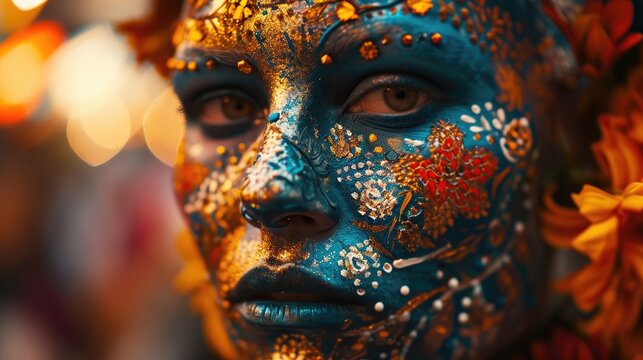 Close-Up Photo of a Person With Face Paint, Carnival