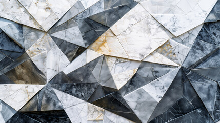 Texture of marble abstract background with low poly pattern white yellow blue and gray color, polygon background.	