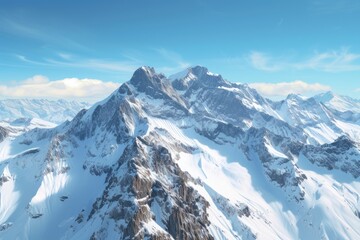 Fototapeta na wymiar Switzerland Panoramic view on Snow Alps and Blue Sky around Titlis mountain