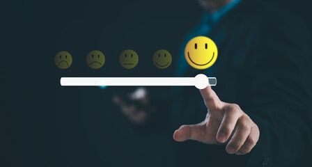 Client or consumer rating service experience on online application. customer review satisfaction feedback survey, evaluating service quality, and its impact on a business's reputation ranking