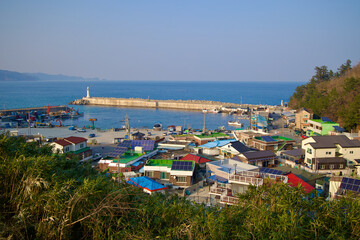 Fototapeta na wymiar Wide Shot of Chogok Port from Hill