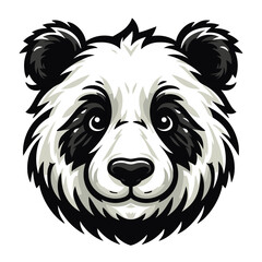 Fototapeta premium Cute adorable panda head face cartoon character vector illustration, funny Asian Chinese animal baby panda flat design mascot template isolated on white background