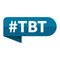 Tbt hashtag. Thursday Throwback Text In Blue Rectangle Ribbon Shape For Information Announcement Social Media Business Marketing
