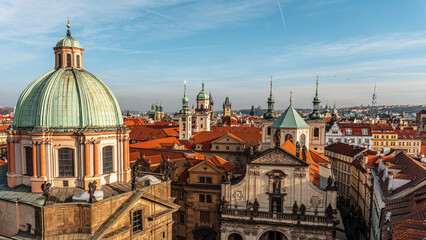 Fototapeta na wymiar Aerial view of old town in Prague.