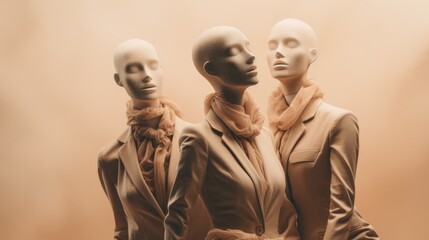 Female mannequins on a beige background