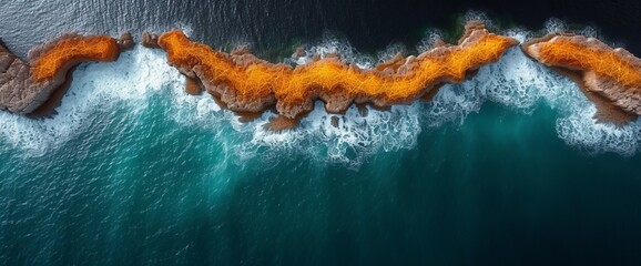 Aerial View of an Expanse of Water - obrazy, fototapety, plakaty