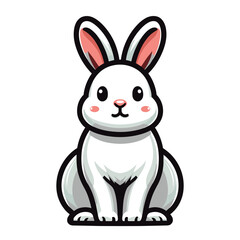 Fototapeta premium Cute adorable rabbit cartoon character vector illustration, funny easter bunny flat design template isolated on white background