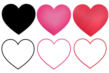 set of hearts icon shaped clipart ,vector illustration Valentines Day concept