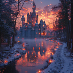 Enchanted Fairy-Tale Castle at Twilight