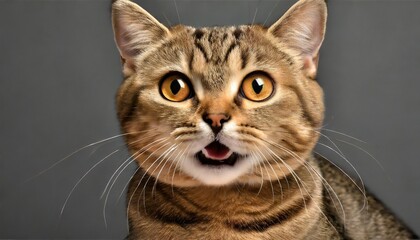 Fototapeta premium portrait of a surprised cat scottish straight