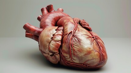 Model of Human Heart on Table. Generative AI.