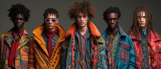 Fototapeta premium Group of Men With Dreadlocks Standing Together. Generative AI.