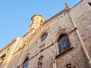 Obraz premium Facade of the Church of St. James (Esglesia de Sant Jaume in Catalan, Iglesia de San Jaime in Spanish). Carrer de Ferran, Gothic Quarter, Barcelona, Catalonia, Spain, Europe