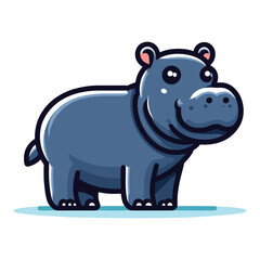 Obraz na płótnie Canvas Cute wild animal hippopotamus cartoon design vector, zoology illustration, hippo flat design template isolated on white background