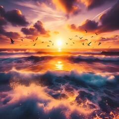 sunset over the sea, IA generated
