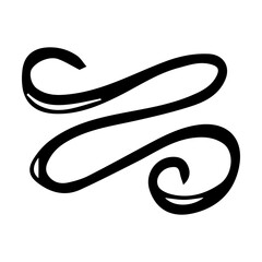 Scribble brush stroke element, abstract charcoal curly line illustration for background design 