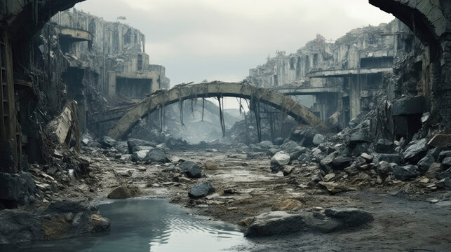 Post-Apocalyptic Urban Ruins Scene