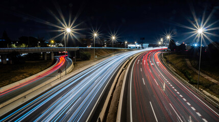 Fototapeta na wymiar Colorful trail of car lights using long exposure