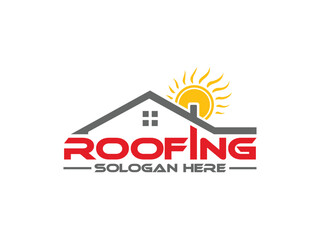 Roofing business house  Logo design vector template