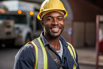 Young African American man with worker cap