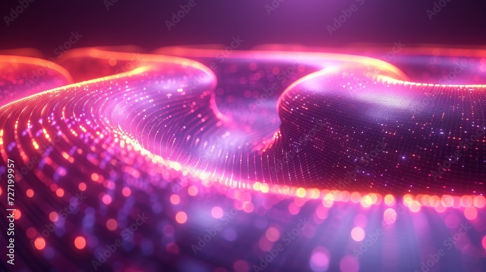Poster An artificial intelligence network with a big data funnel background. Quantum technology with big data