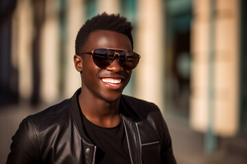 Young African American man with sunglasses