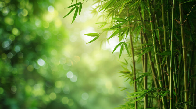 Bamboo forest background concept with empty space. 