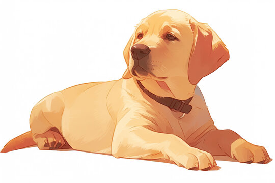 Illustrated Golden Labrador Retriever Dog Puppy