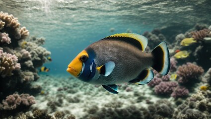 Fototapeta na wymiar clown triggerfish swimming in ocean