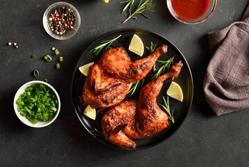Roasted half chicken with lemon and rosemary