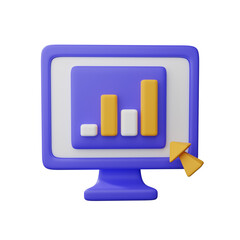 Chart on monitor 3d illustration