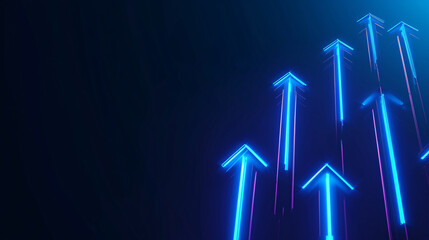 Fintech upward arrow chart background, stock stock market finance economic growth trend concept illustration - obrazy, fototapety, plakaty