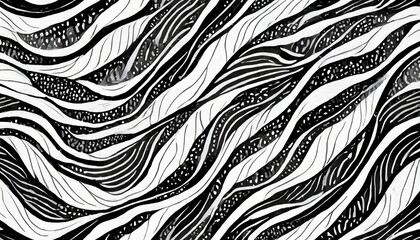 wavy and swirled brush strokes vector seamless pattern bold curved lines and squiggles ornament seamless horizontal banner with doodle bold lines black and white wallpaper