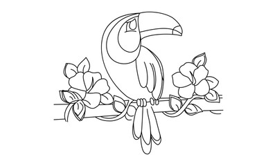  Colour page  hand drawn illustration of a bird 