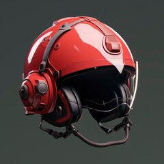 Fototapeta premium red helmet on the grey background