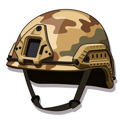 sand brown color military helmet on the white background