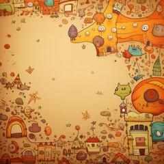 Obraz premium doodle cartoon background for kids