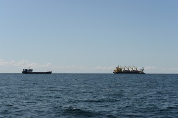 Ships in the Black Sea on a sunny day