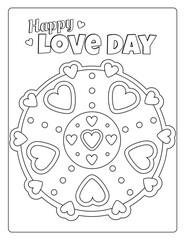 Decorative heart design for painting and printing. Heart mandala coloring page for valentine's day.