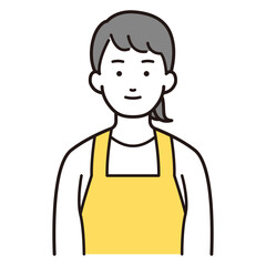 正面を向くエプロンを着た女性イラスト