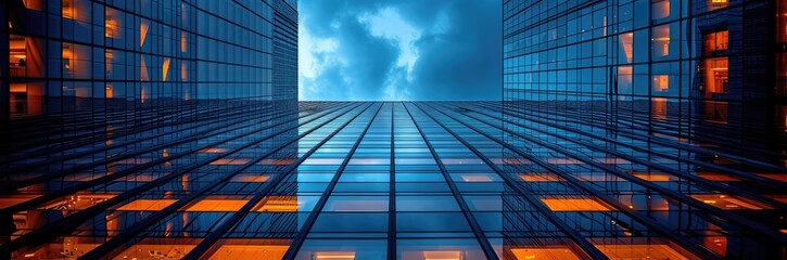Fototapeta na wymiar Skyscrapers branded with multinational corporation logos, underlining corporate influence worldwide