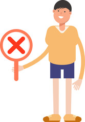 Boy Character Showing Wrong Mark
