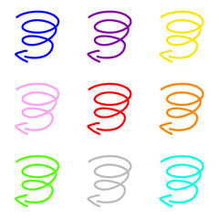 手描きのスパイラル矢印　9個セット