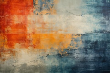 Obraz premium Abstract Colorful grunge texture Background. Orange, red, and blue gradient stained aged wall rust pattern Surface painting canvas Digital art illustration